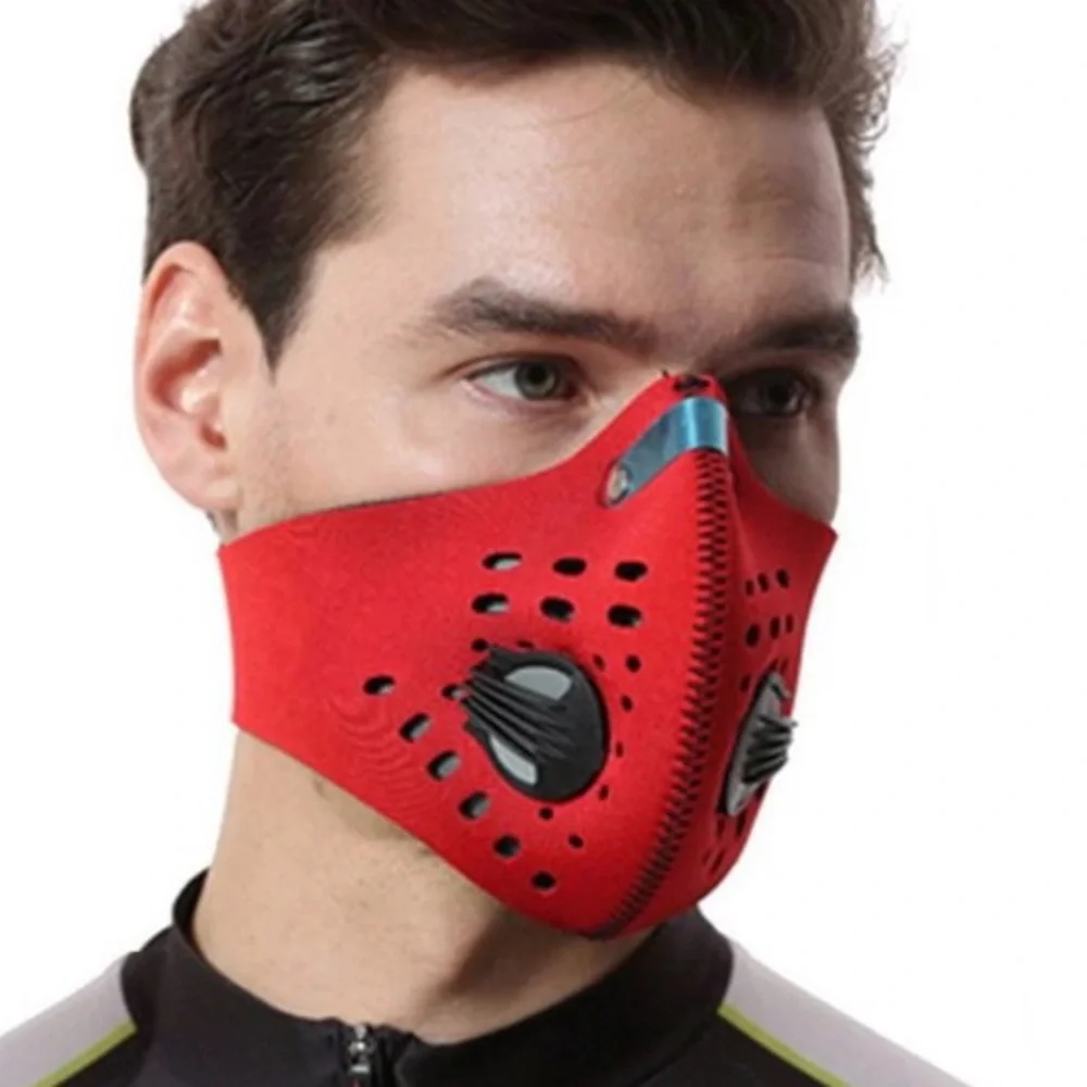 Bundle of 3 Men’s/Unisex Adult Reusable Red & Grey Neoprene Face Masks + Black